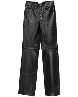 Haikure Leather-Panelled Pants - Gray
