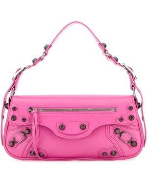 Balenciaga Fuchsia Leather Small Le Cagole Sling Shoulder Bag - Pink