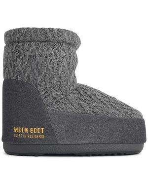 Moonboot Bottes en tissu gris 'Icon Low Nolace Knit'