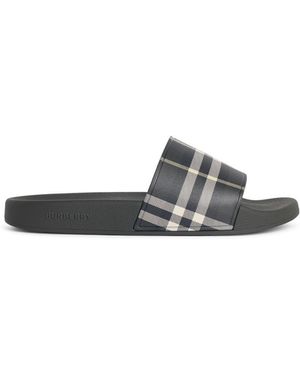 Burberry 'Check' 'Thicket' Polyurethane Slippers - White