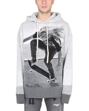Palm Angels Relaxed Fit Hooded Shirt - Grey