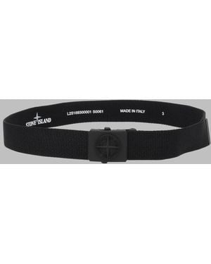 Stone Island Kids Web Belt With Logo Buckle - Black