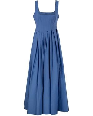 Sportmax Spxgiro – Structured Cotton Midi Dress With Full Skirt - Blue