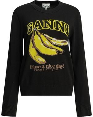 Ganni "Banana" Round Neck Jumper - Black