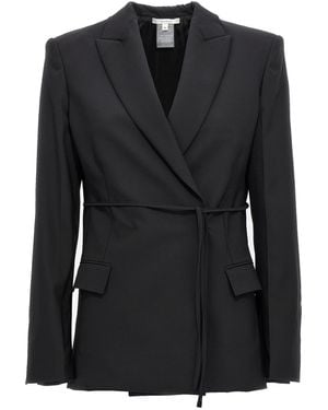 Nensi Dojaka Double Breast Drawstring Blazer Jacket - Black