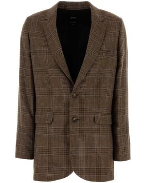 A.P.C. Embroidered Wool Annie Blazer - Brown