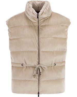 Peserico Down And Viscose Velvet Waistcoat - Natural