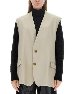 MM6 by Maison Margiela Single-Breasted Vest - Natural