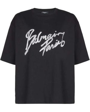 Balmain Logo-T-Shirt - Schwarz