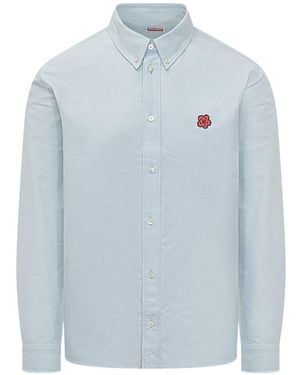 KENZO Geknöpftes Hemd mit Blume - Blau