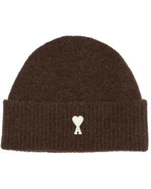 Ami Paris Alpaca Beanie - Brown
