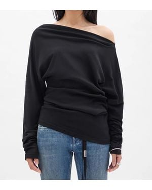 Ann Demeulemeester Roos schräg geschnittenes, schulterfreies Top Milner - Schwarz