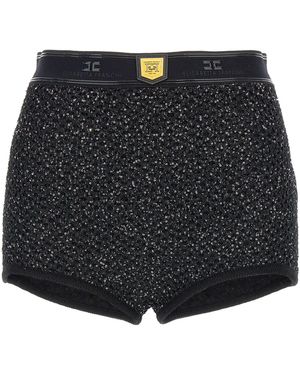 Elisabetta Franchi Shorts Aus Paillettenstrick - Schwarz