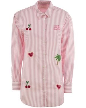 Mc2 Saint Barth Brigitte -Hemd mit gestreiftem Muster - Pink