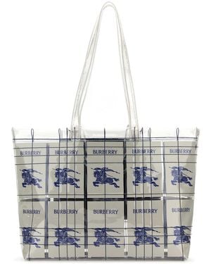 Burberry Embroidered Pvc Shopping Bag - White