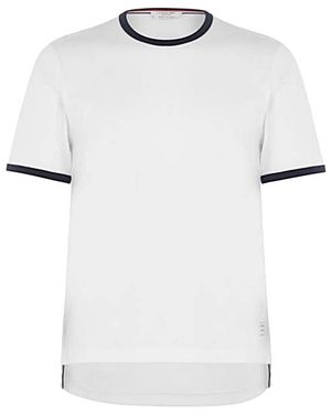 Thom Browne Ss Ringer-t-shirt Van Middelzware Jersey - Wit