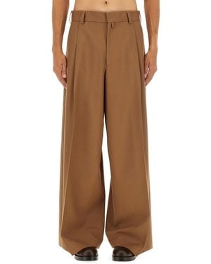 Dries Van Noten Wide Pleated Pants - Brown