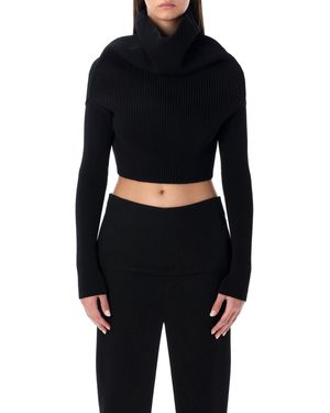 Rick Owens Cropped Knit With Cowl Neck - Schwarz