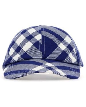 Burberry Check Motif Baseball Cap - Blue
