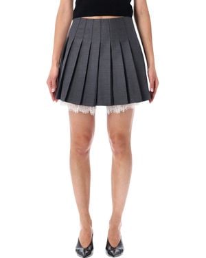 Self-Portrait A-Line Mini Skirt With Styled Zip Closure - Blue