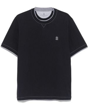 Brunello Cucinelli Logo Baumwoll -T -Shirt - Schwarz