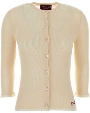 Gucci Cream Cotton Cardigan - Natural