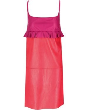 LA ROSE Leren Jurktop Fuxia Gonna Rossa - Roze