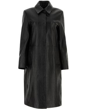 Calvin Klein Textured Leather Coat - Black