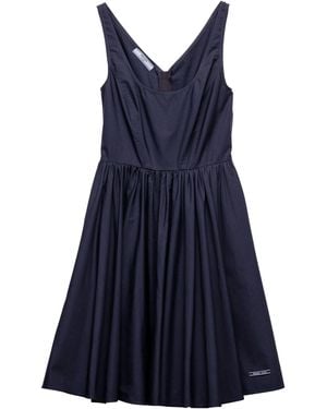 Prada Mouwloze Zwarte Jurk Met Ronde Hals - Blauw