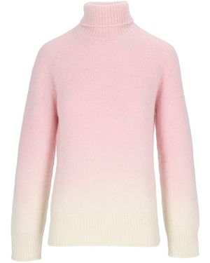 Kangra Cashmere Gradient Seamless Turtleneck Jumper With Ribbed Finishing - Pink