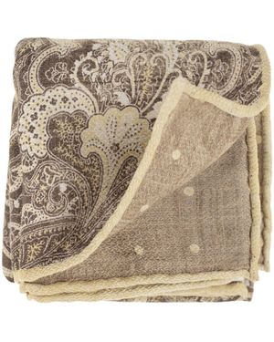 Brunello Cucinelli Dubbelzijdige Zijden Koppelingzak Met Paisley -ontwerp - Naturel