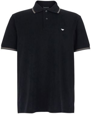 Emporio Armani Logo Cotton Polo Shirt - Black
