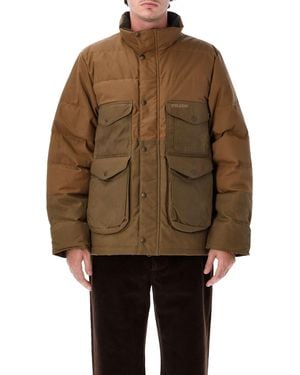 Filson Hooded Puffer Jacket With Patch Pockets - Brown