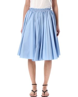 Ami Paris Cotton Midi Corolla Skirt - Blue