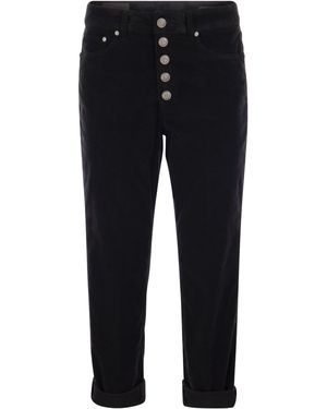 Dondup Koons pantalones de terciopelo con múltiples rayas con botones con joyas - Azul