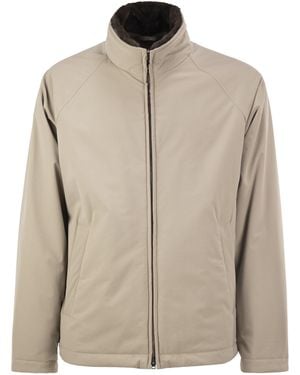 Herno Padded Technical Jacket With Stand Collar And Faux Fur Lining - Natural