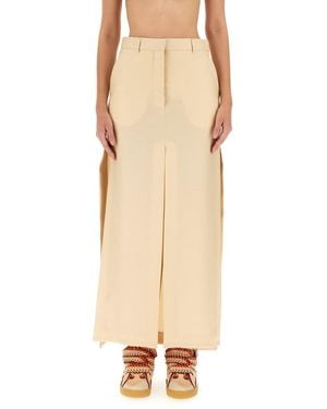 Lanvin Floor-Length Tailored Skirt With Concealed Closure - Natural