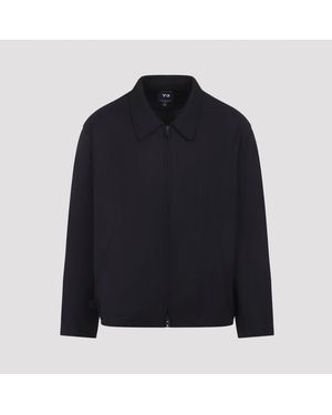 Y-3 Wool-Blend Jacket With Pointed Collar And Two-Way Zip Closure - Black