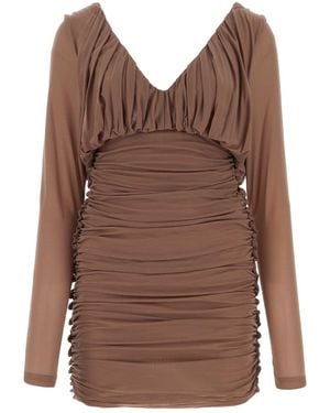 Saint Laurent Camel Jersey Mini Dress - Brown