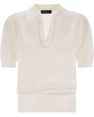 Fabiana Filippi Polo Shirt With Diamond Thread - White