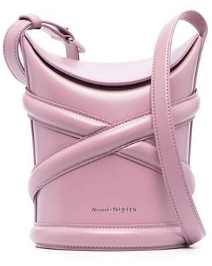 McQueen The Curve Leather Bucket Bag - Pink
