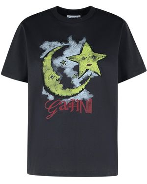 Ganni 'Moonlight' schwarzes Baumwoll -T -Shirt