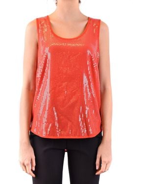 P.A.R.O.S.H. Sleeveless Round Neck Paillette Tank-Top - Red