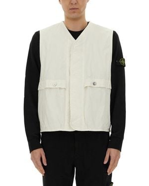 Stone Island Vests With Logo - Grey