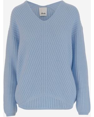 Allude Verwijzende Geribbelde Kasjmere -pullover - Blauw