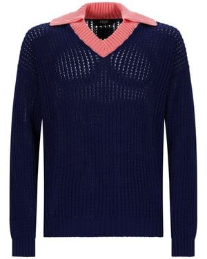 Fendi Maglia Con Lavorazione A Trecce Cablé - Blue
