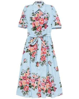 Dolce & Gabbana Cotton Dress With Floral Motif - White