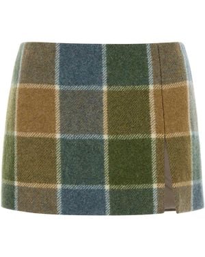 Miu Miu Embroidered Wool Mini Skirt - Green