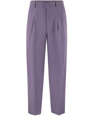 PT Torino Daisy Viscose And Linen Trousers - Purple