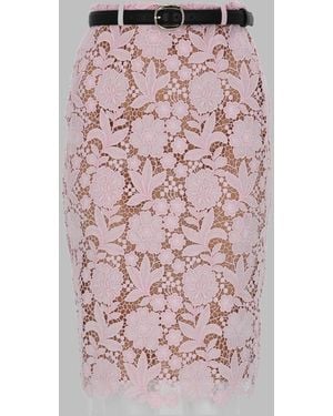 Self-Portrait Skirt Lace Midi Polyester - Pink